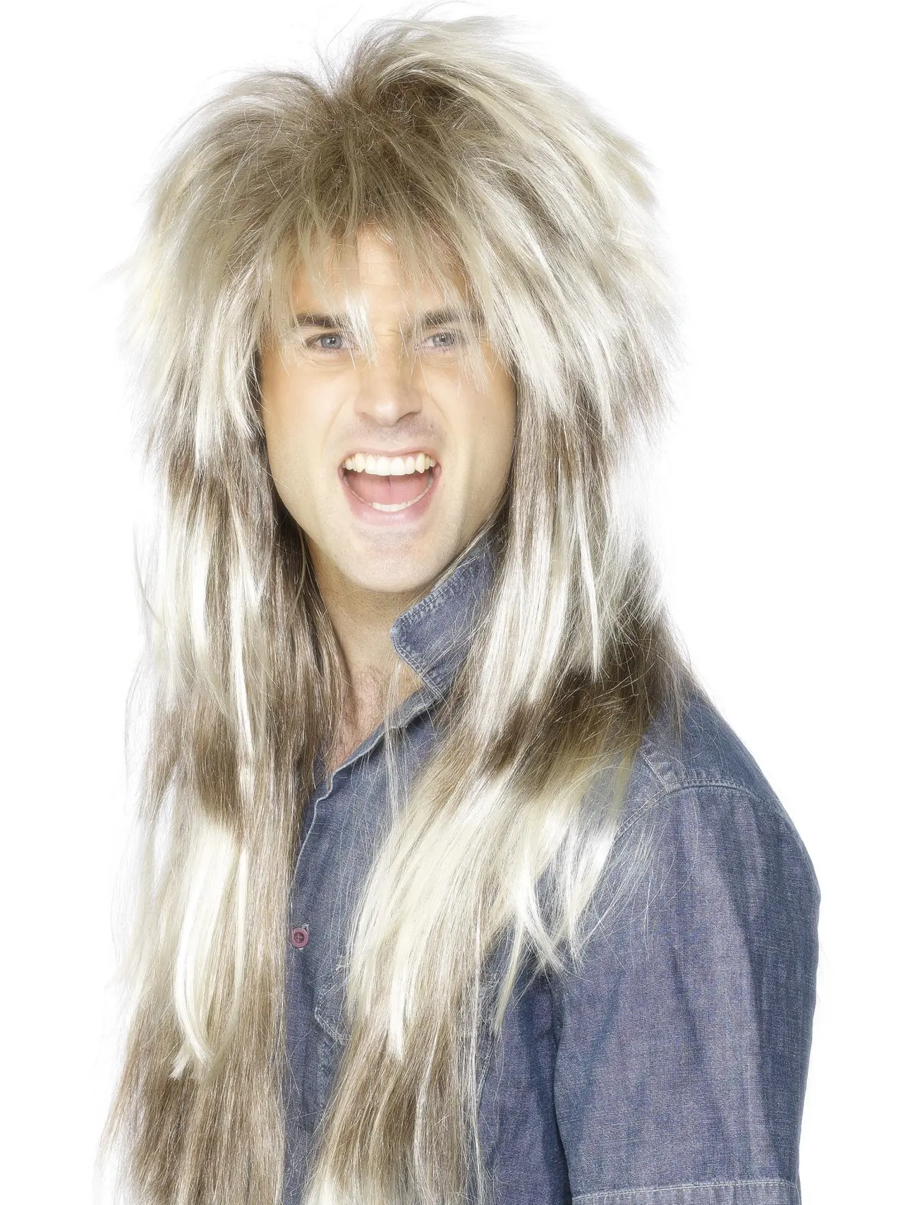 80'er-mega-mulletparyk i blond og brun