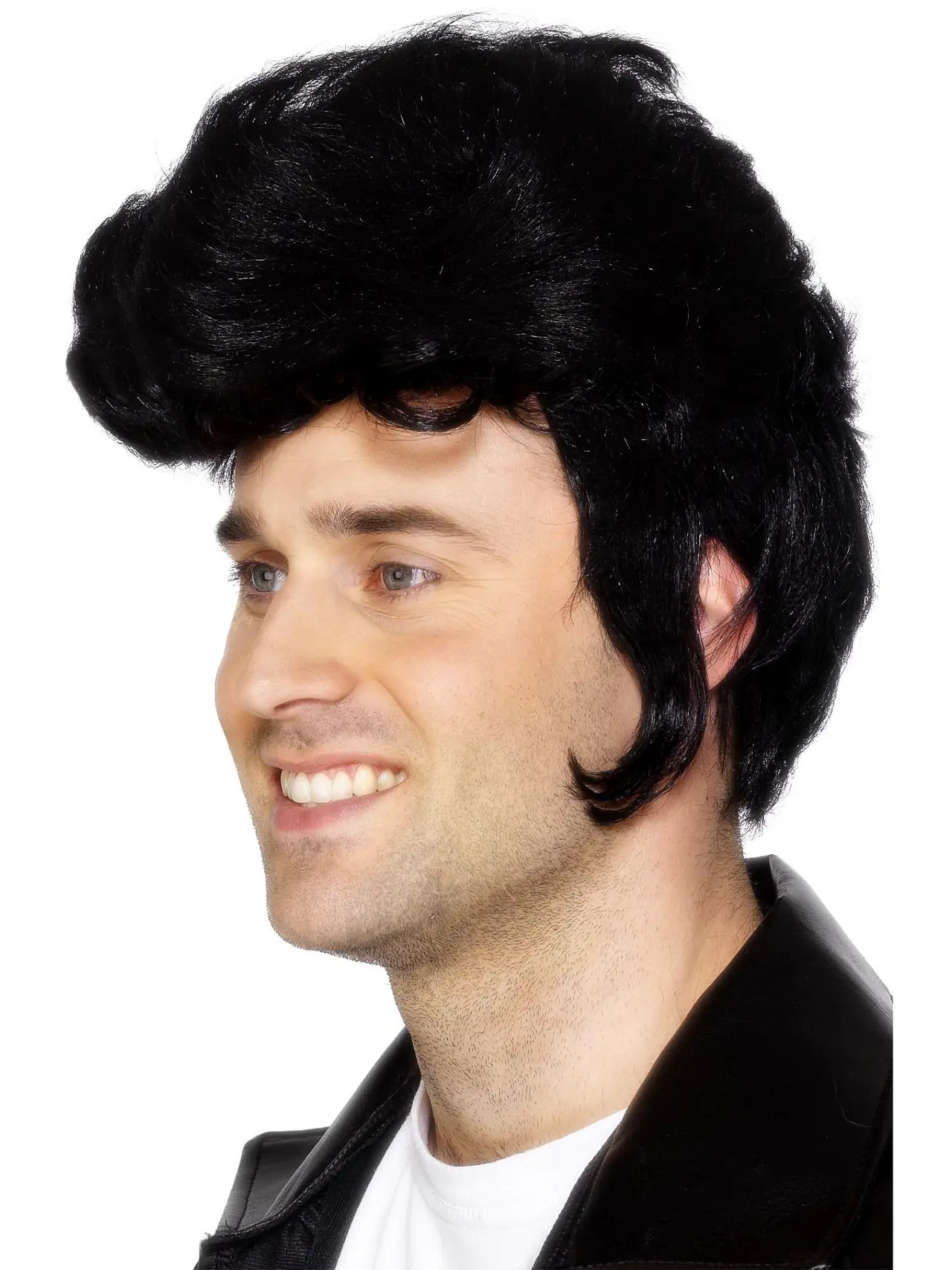Sort rock'n'roll-paryk med quiff