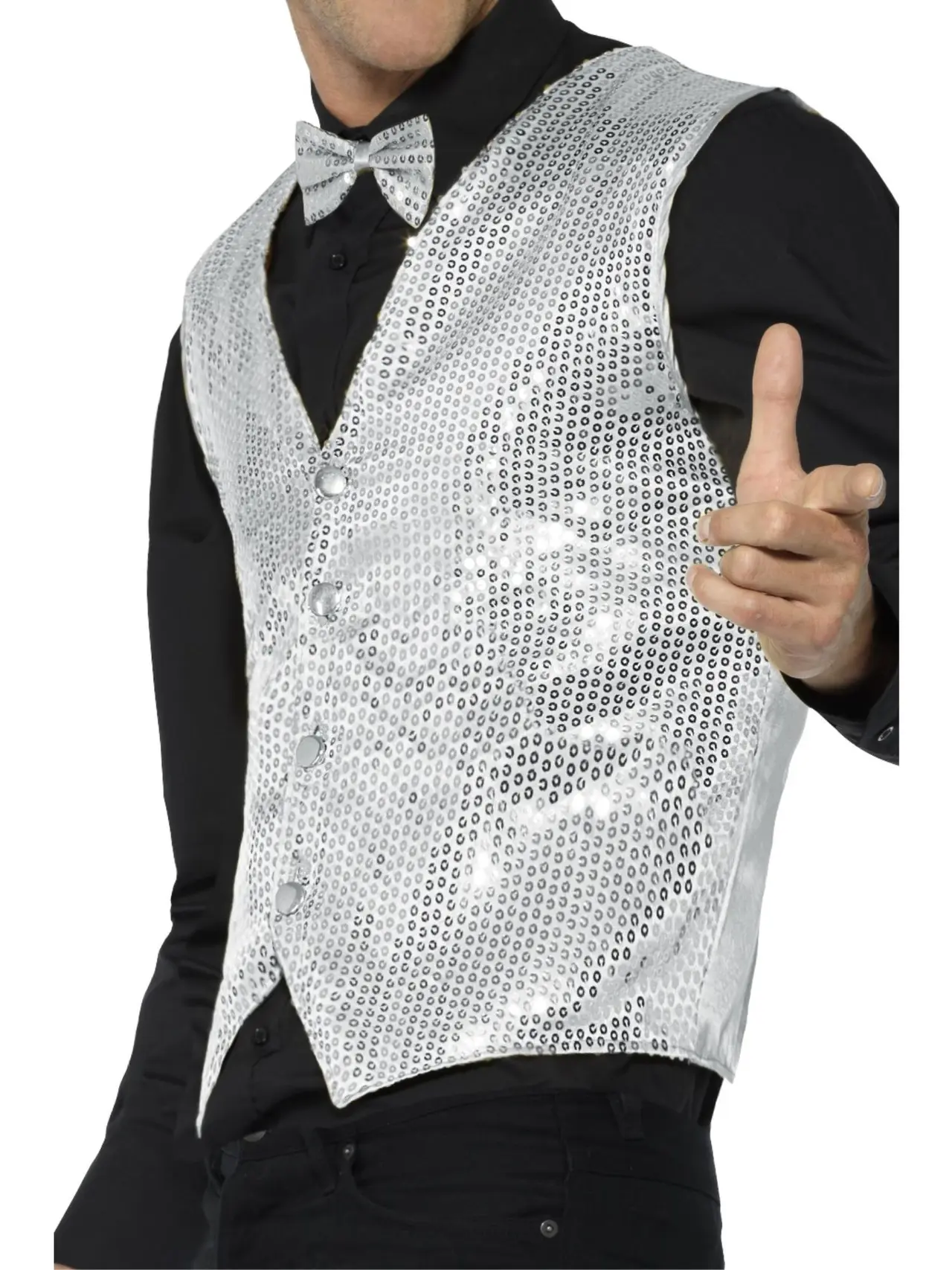 Sølv paillet-vest
