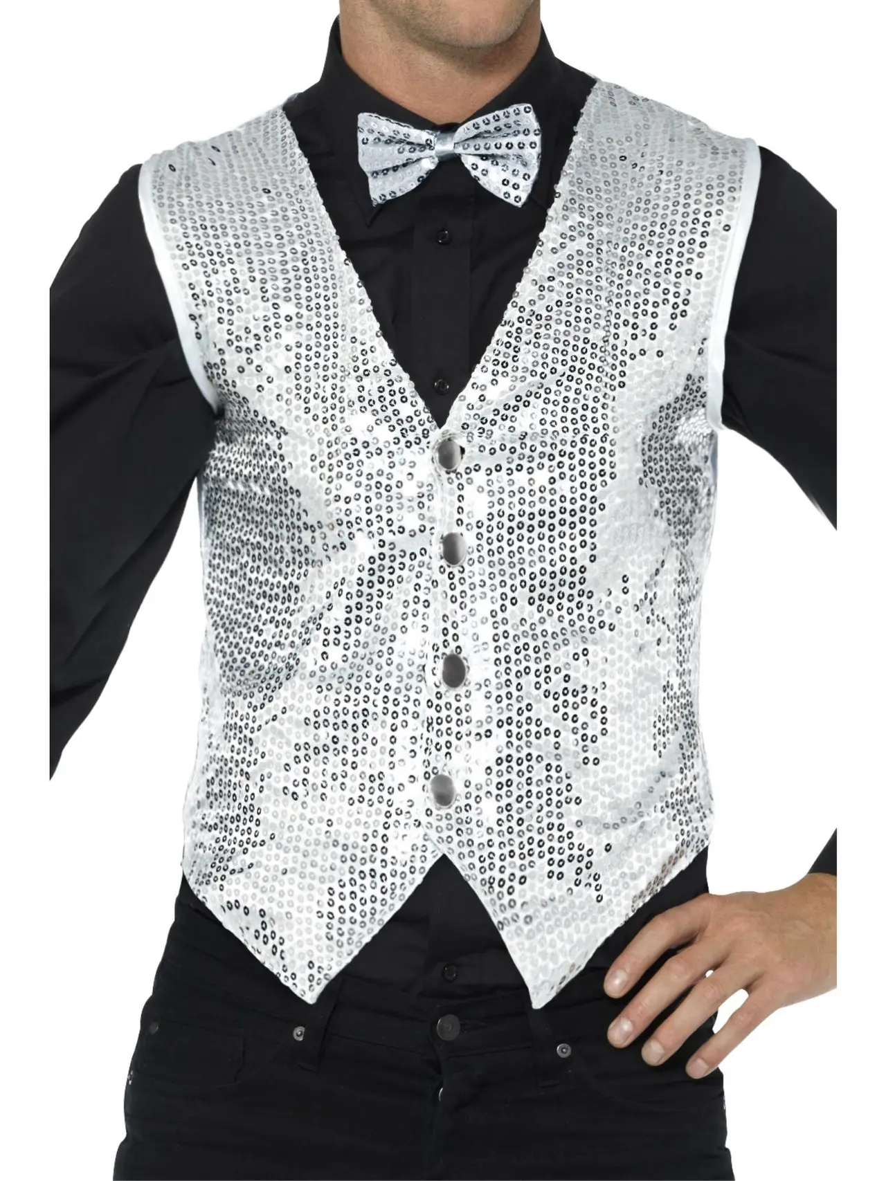 Sølv paillet-vest