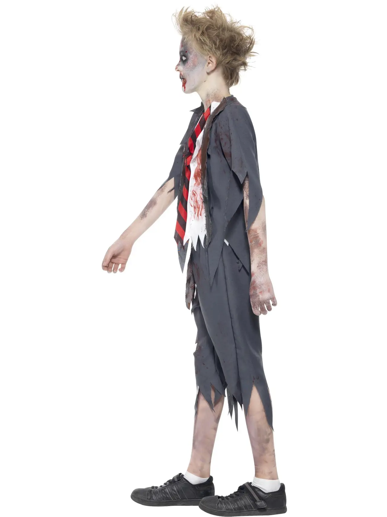Zombieskoledreng, grå – kostume til drenge