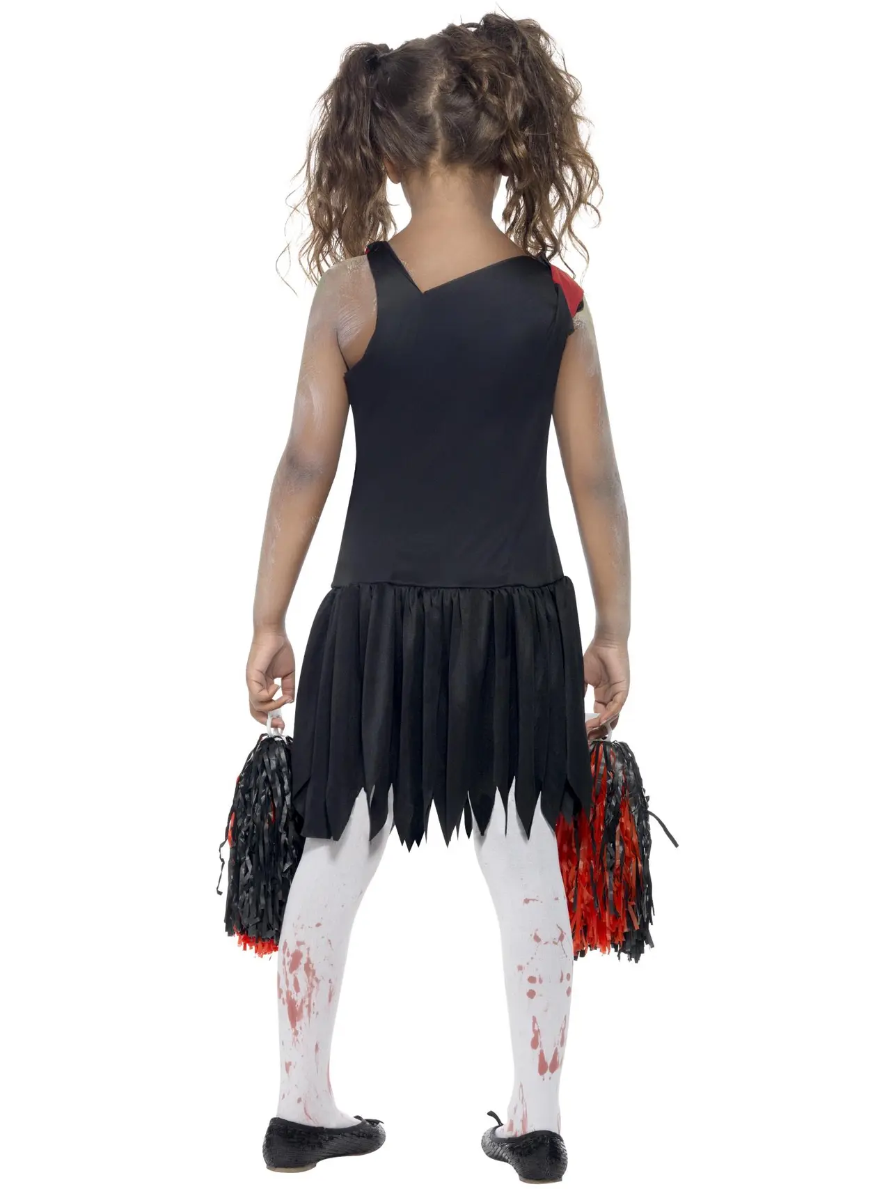 Zombie-cheerleader, rød og sort – kostume til piger