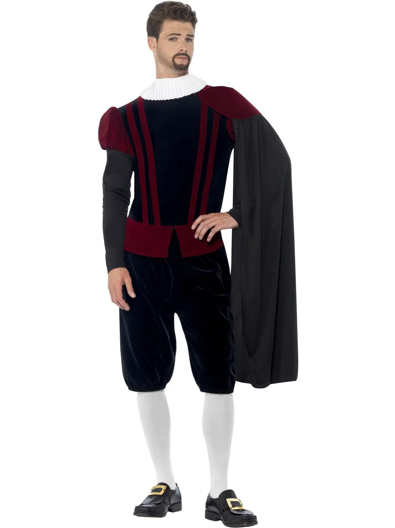 Tudor-lord deluxe, sort – kostume til herrer