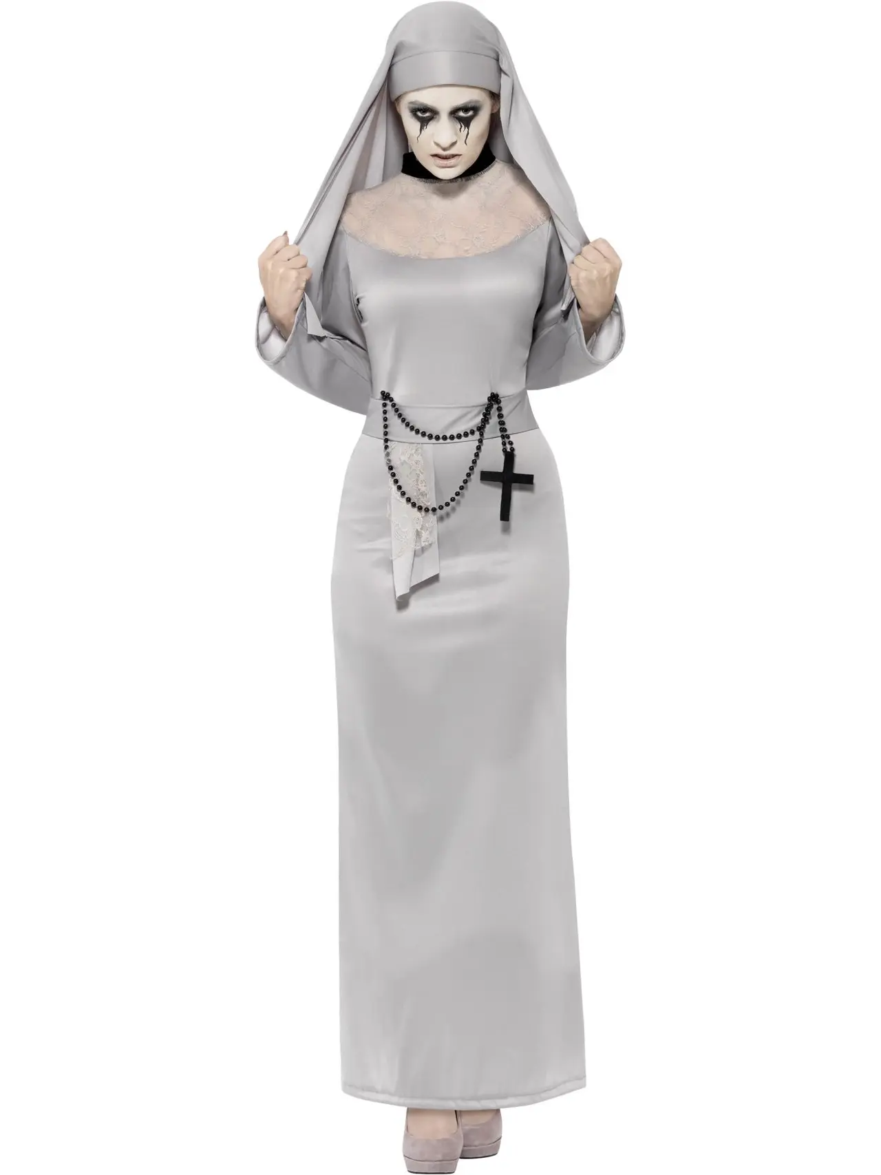 Gotisk nonne i grå – kostume til damer