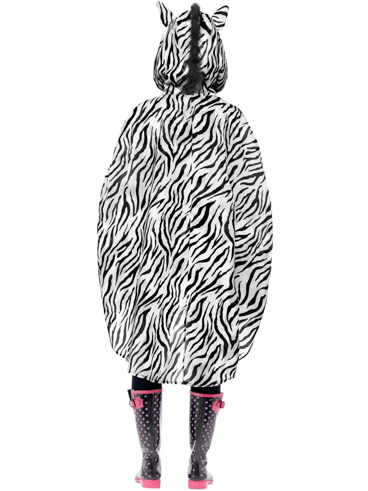 Festponcho med zebraprint og hætte