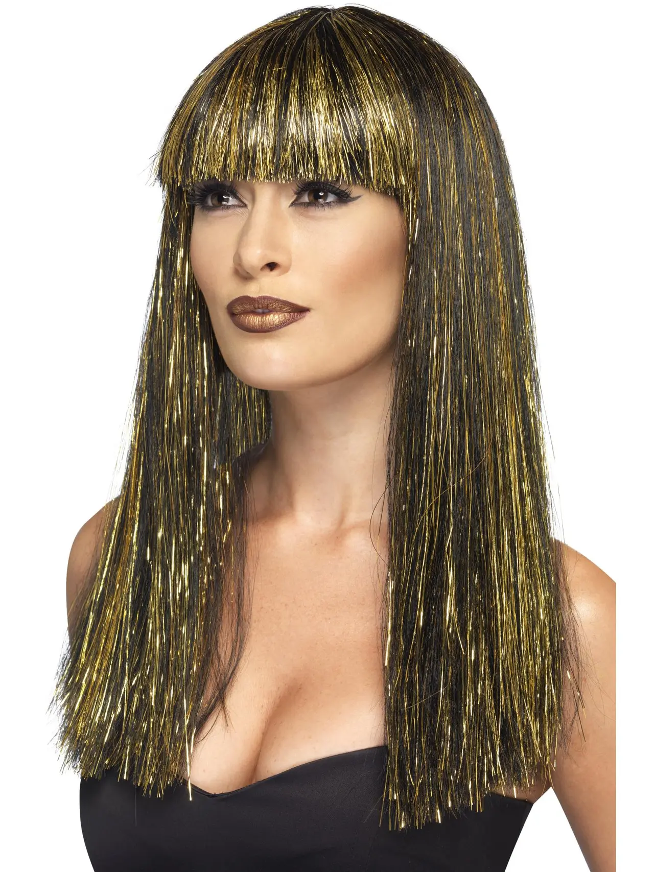 Egyptisk gudindeparyk, sort med guldglitter