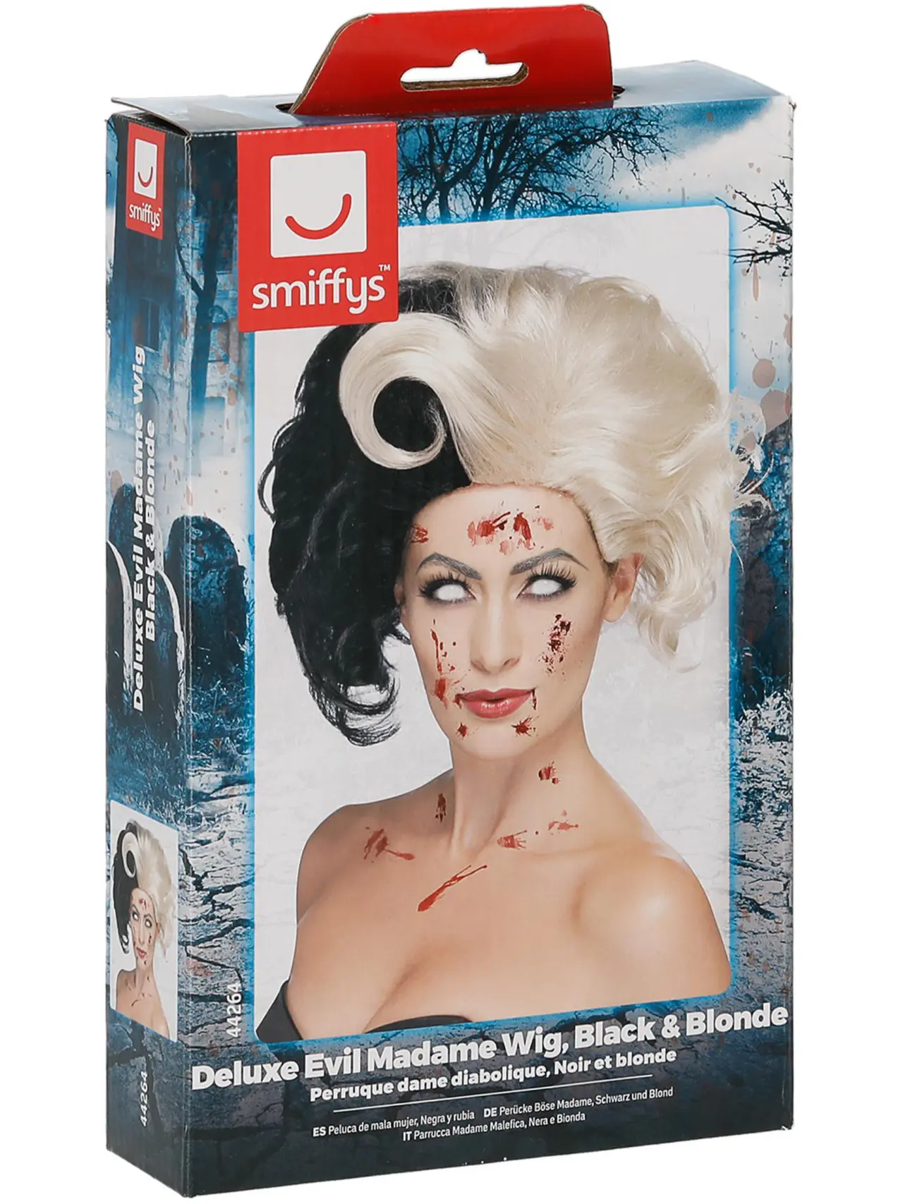 Ond madame-paryk deluxe, sort og blond