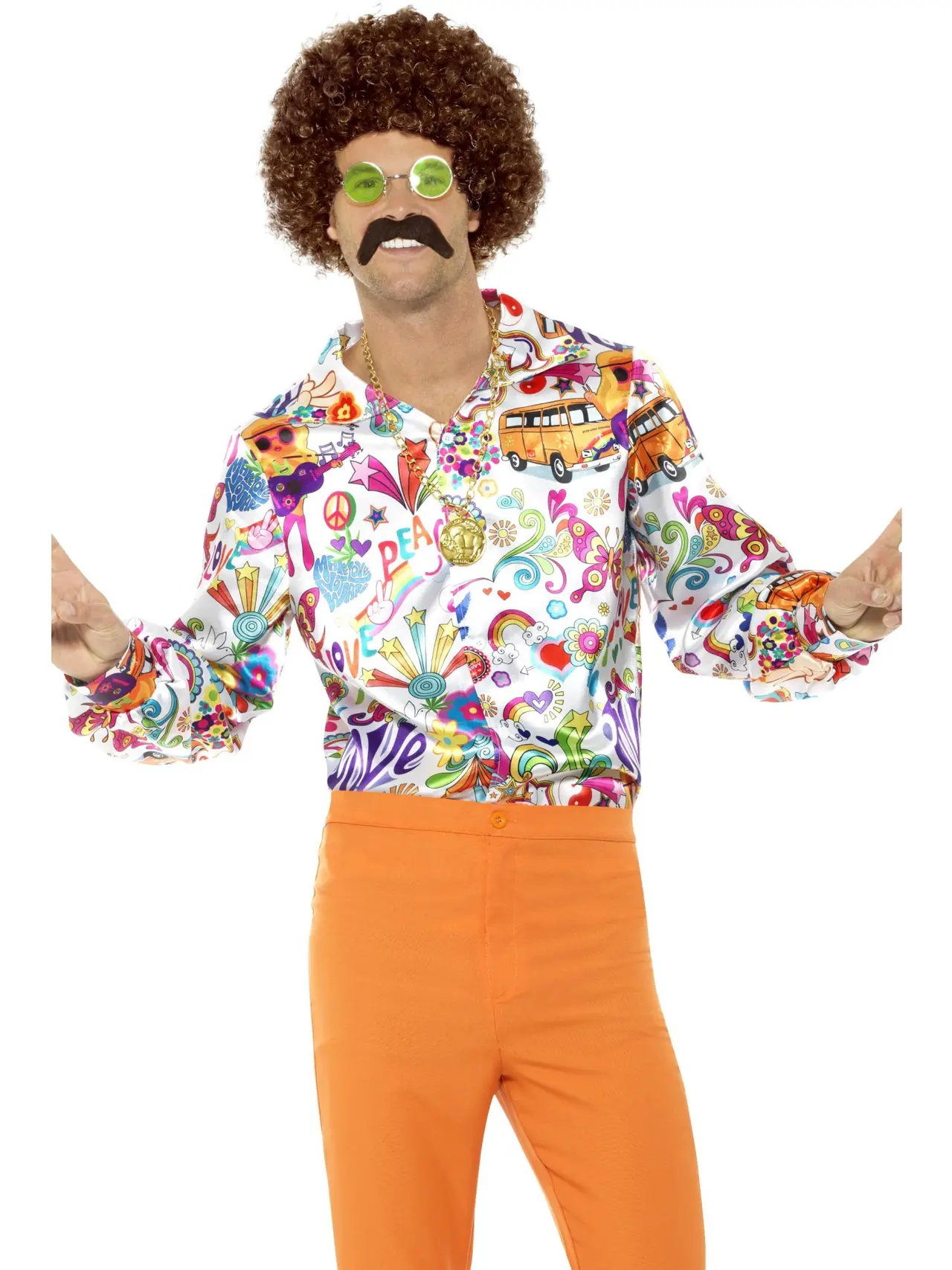 Groovy 60'er-skjorte i psykedelisk print