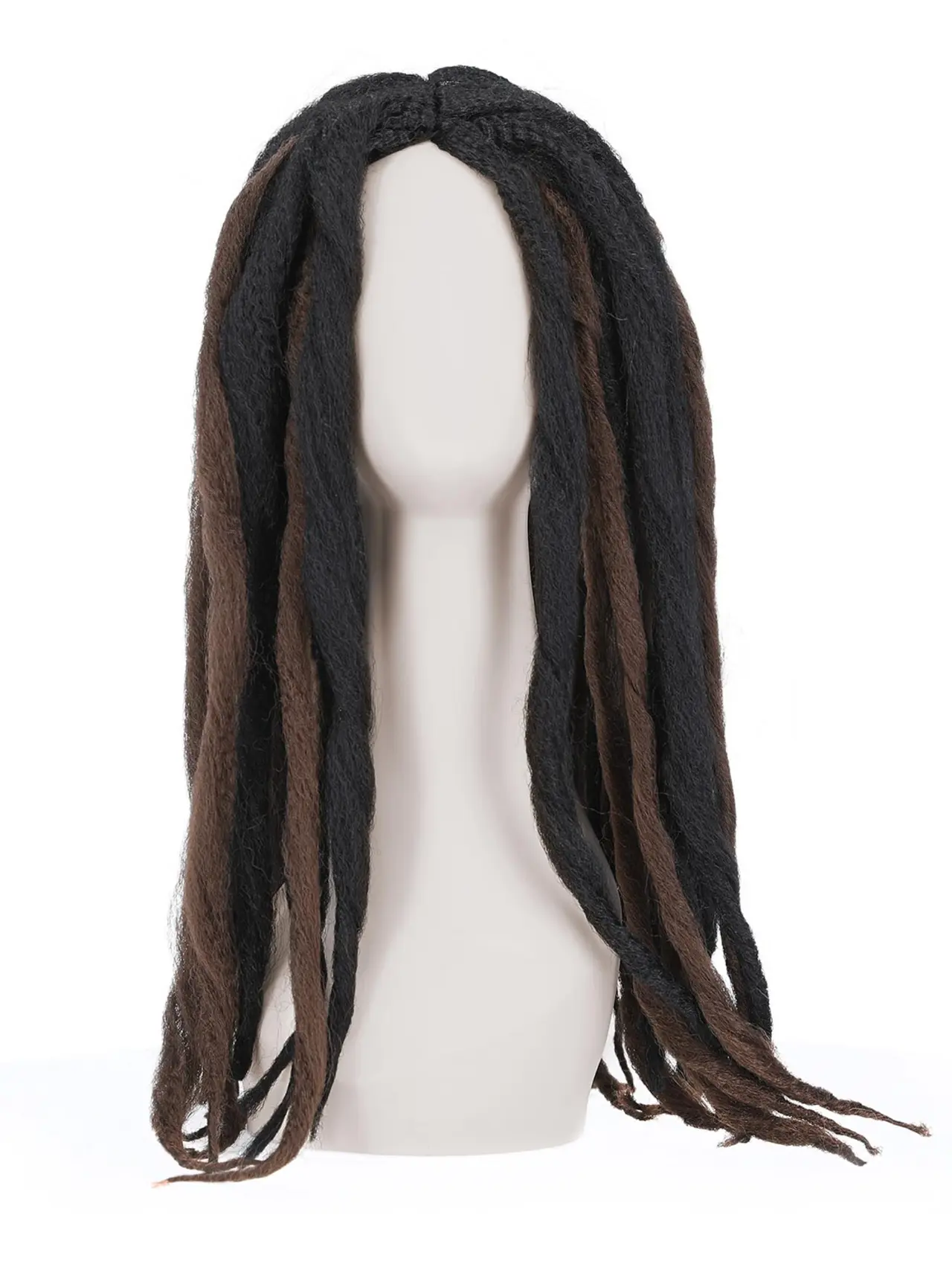 Voodoo-paryk deluxe med dreadlocks, brun og sort