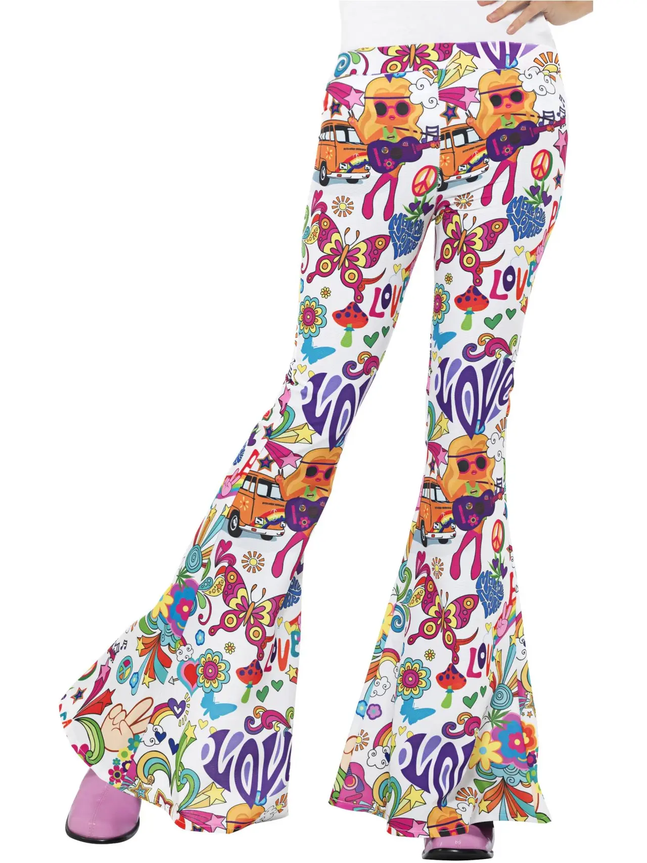 Groovy flarebukser med retroprint til damer