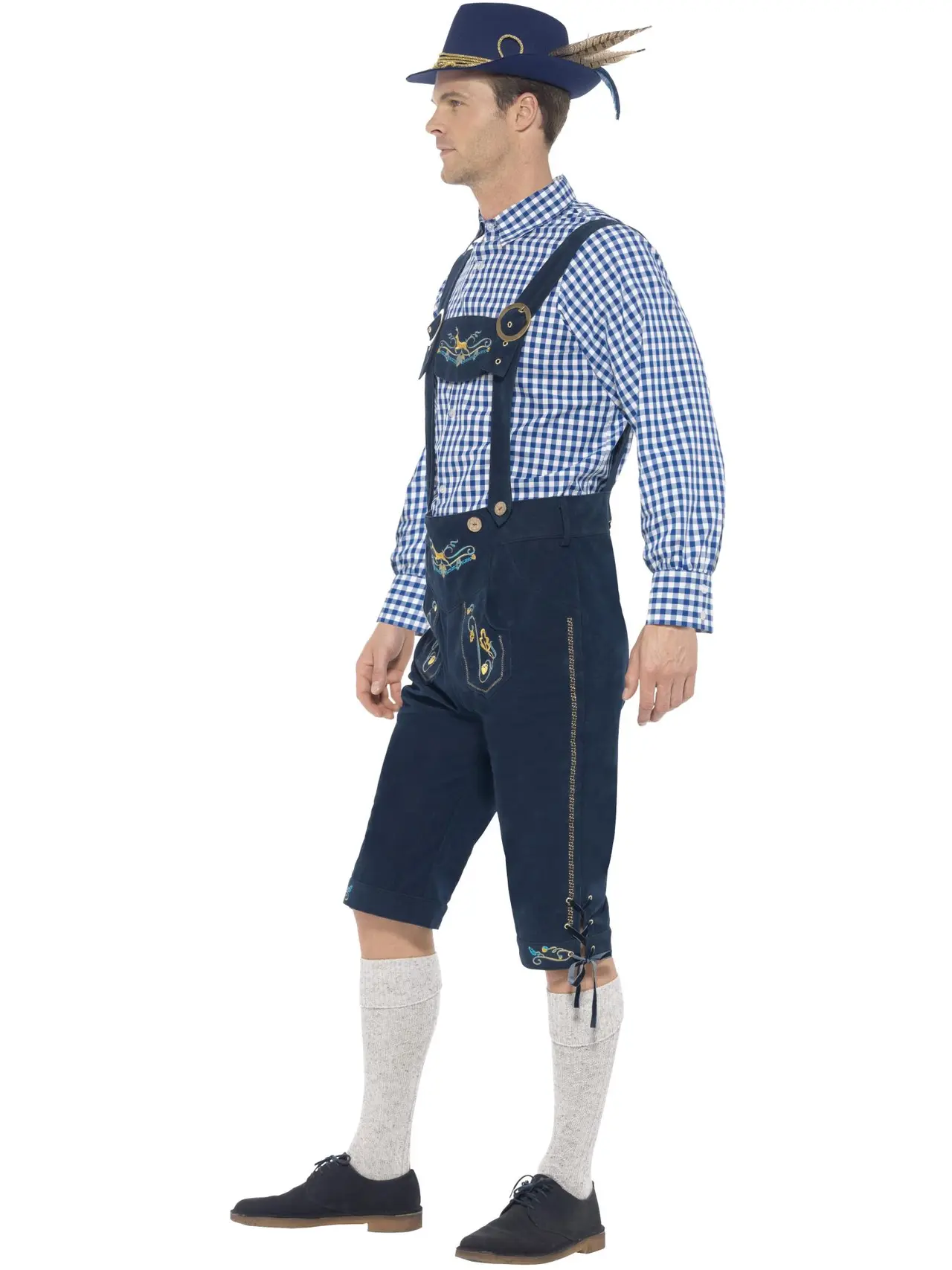 Traditionel bayersk Rutger deluxe, blå – kostume til herrer