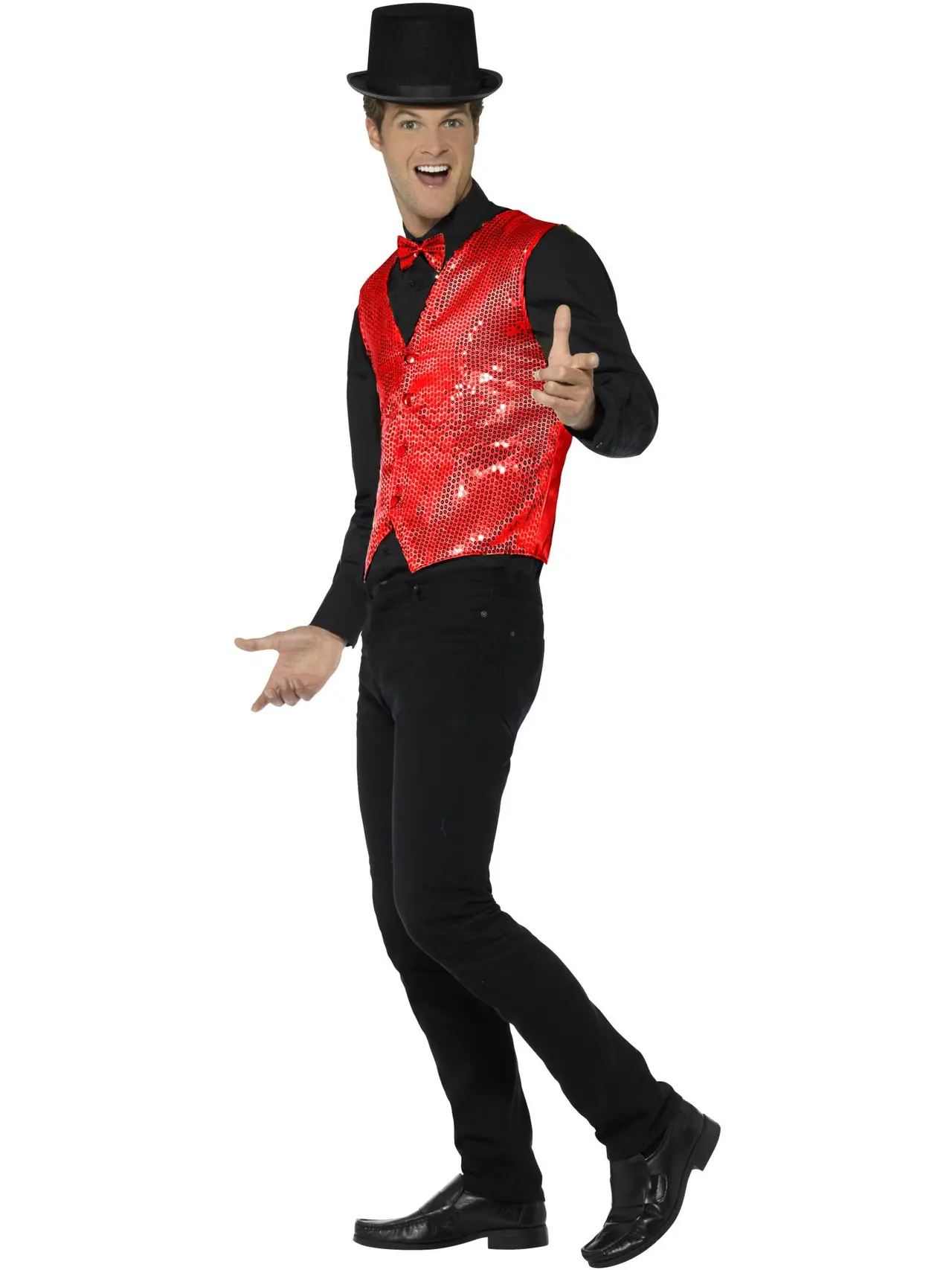Rød paillet-vest