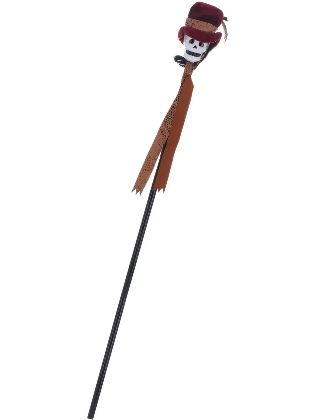 Sort voodoo-stok med kranie, 112 cm