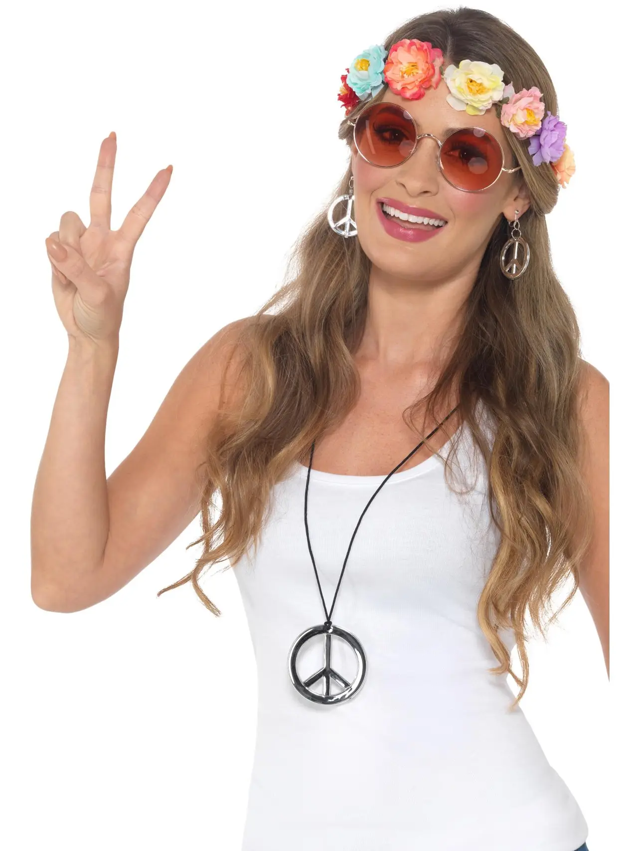 Hippie-festivalsæt med blomsterpandebånd