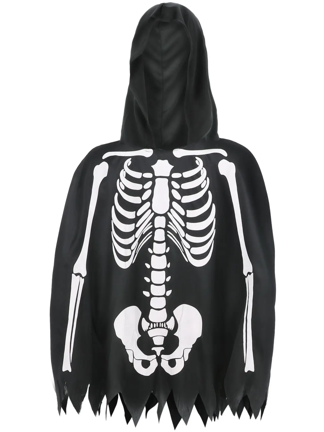 Skelet-poncho med handsker – kostume til voksne