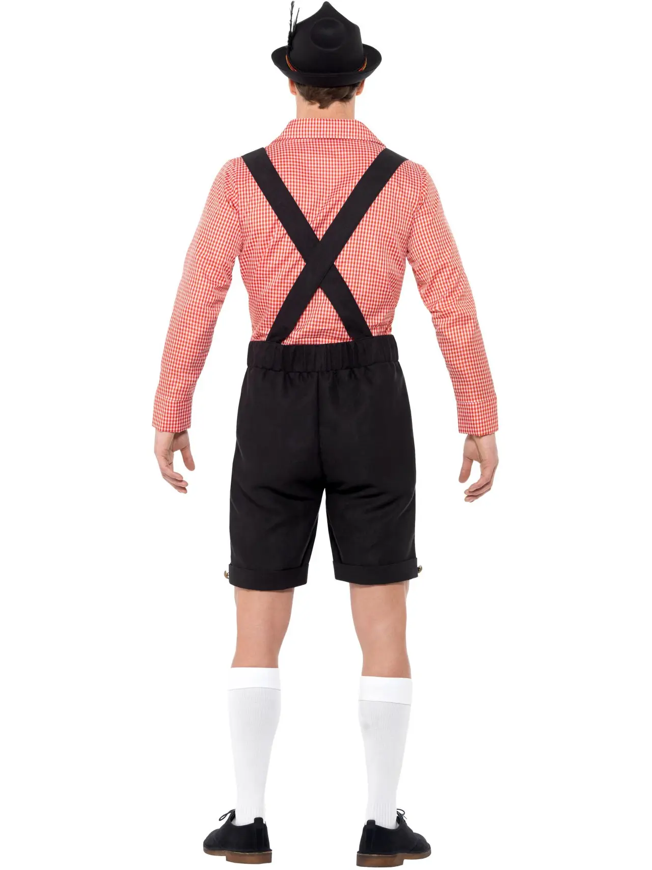 Ølfest i rødt med lederhosen – kostume til herrer