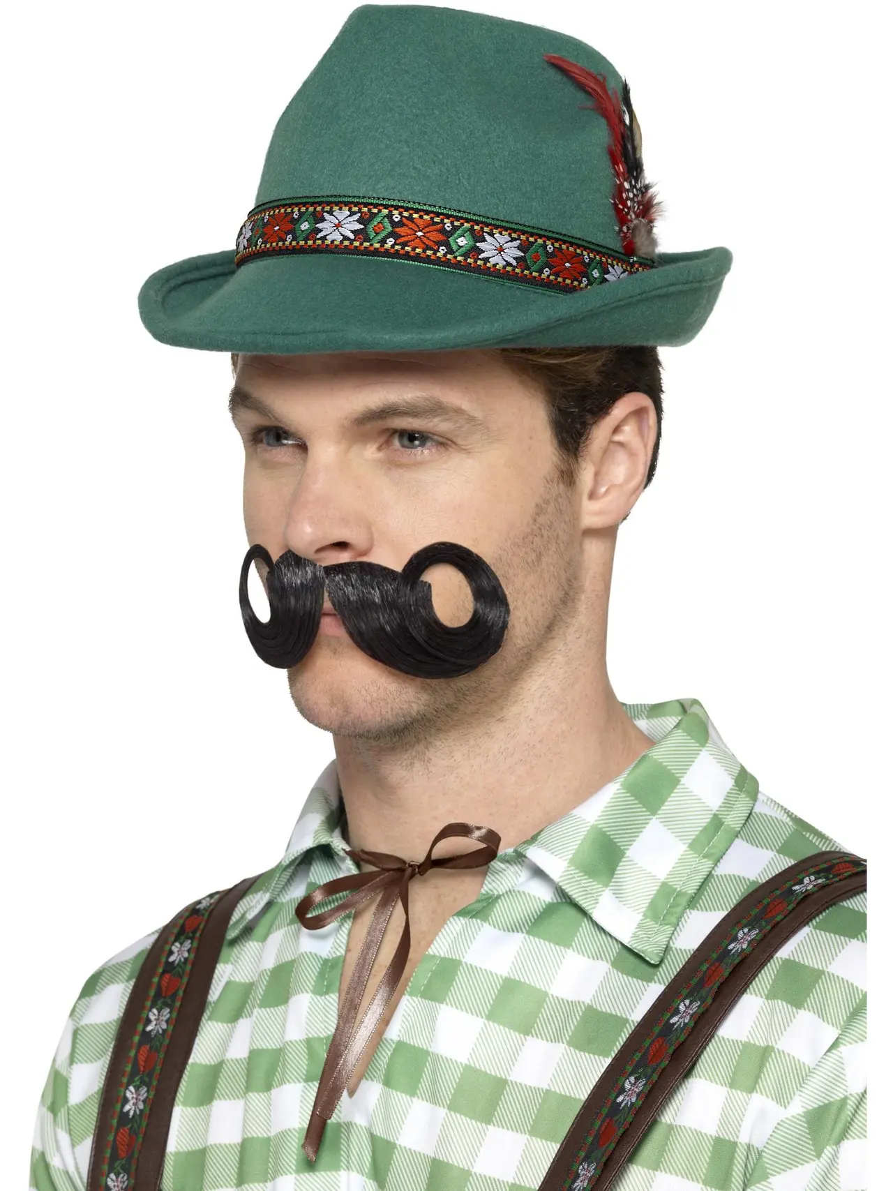 Alpehat deluxe med fjer, grøn