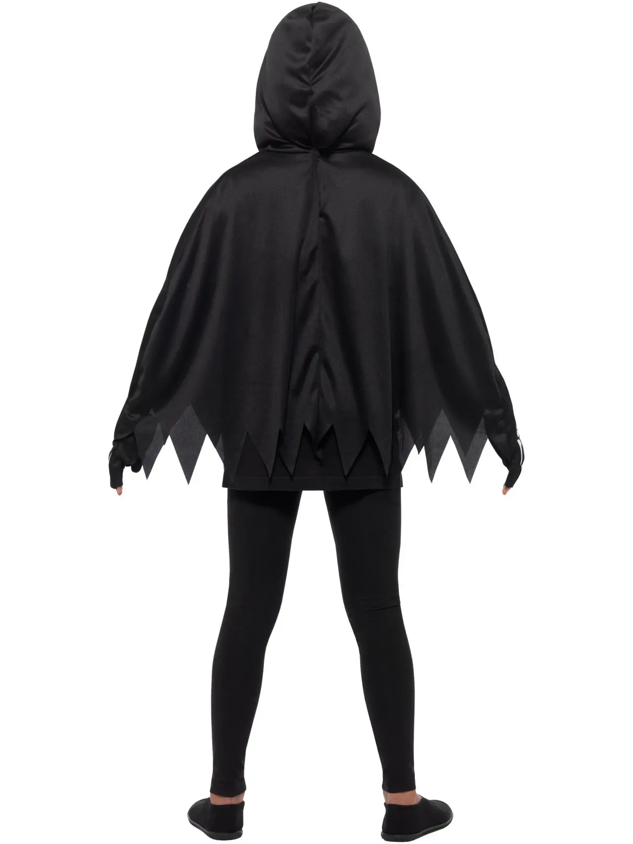 Skeletponcho med handsker – kostume til børn