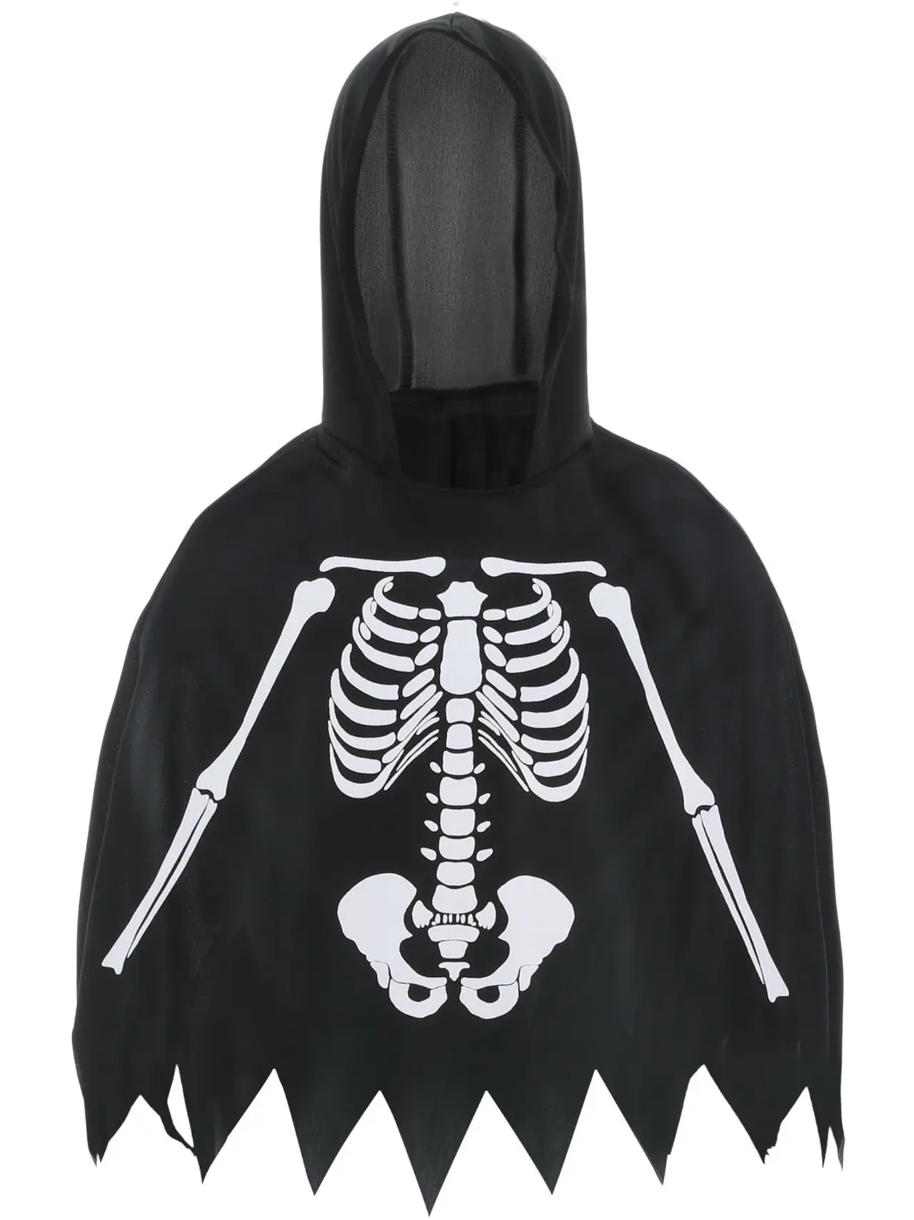 Skeletponcho med handsker – kostume til børn