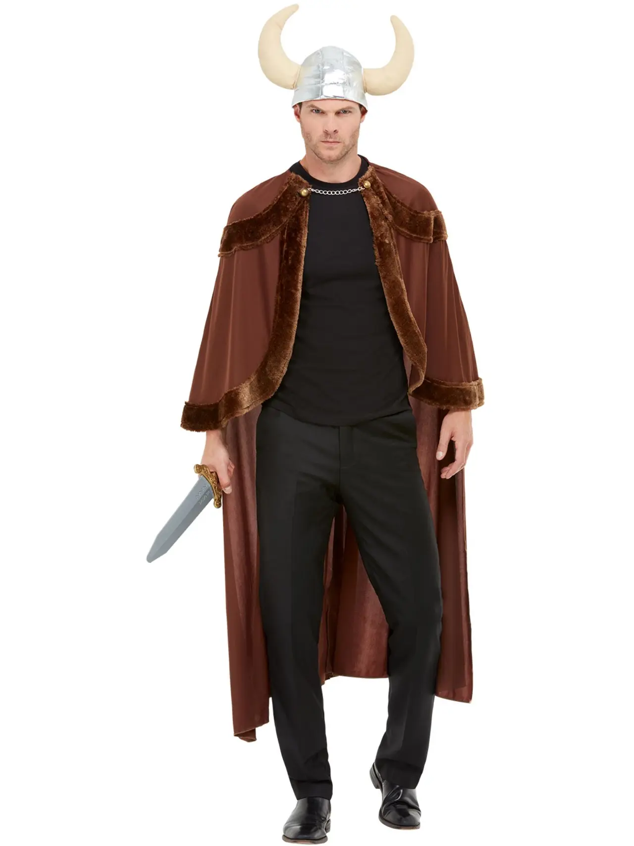 Viking med kappe og hjelm – kostume til herrer