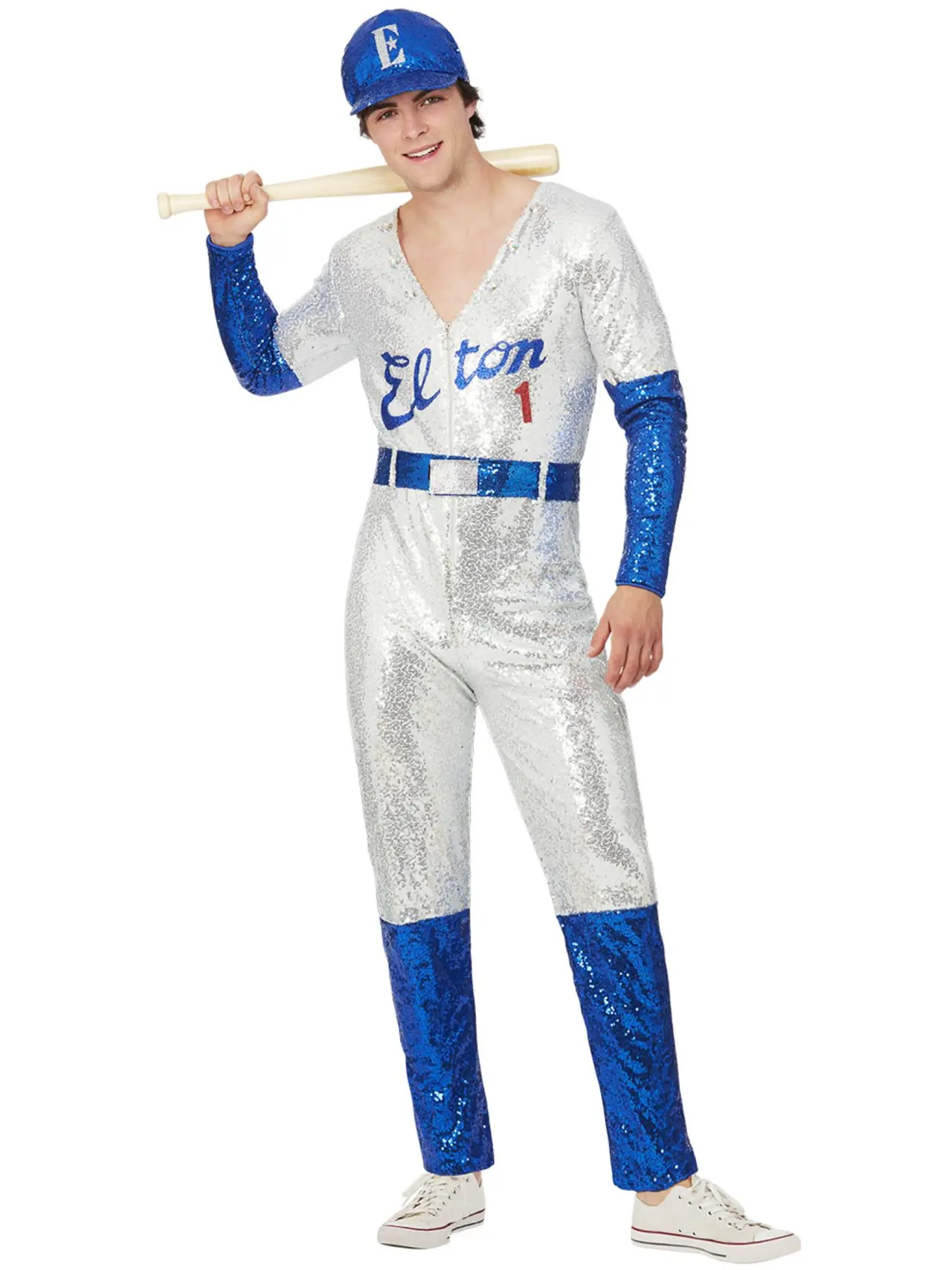 Elton John baseball med pailletter – kostume til herrer