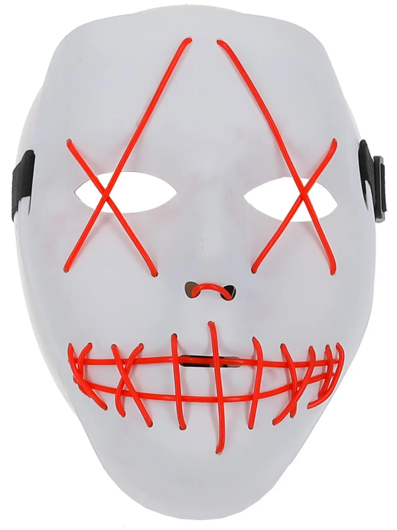 Hvid maske med lysende neonsømme