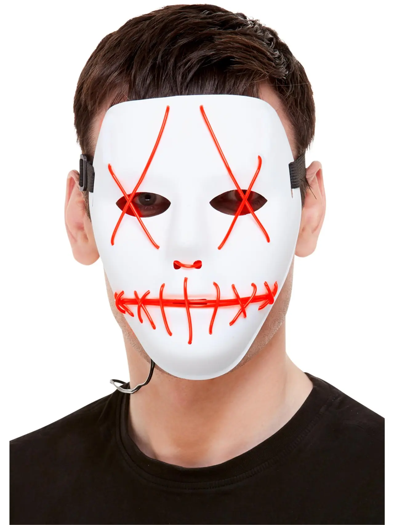Hvid maske med lysende neonsømme
