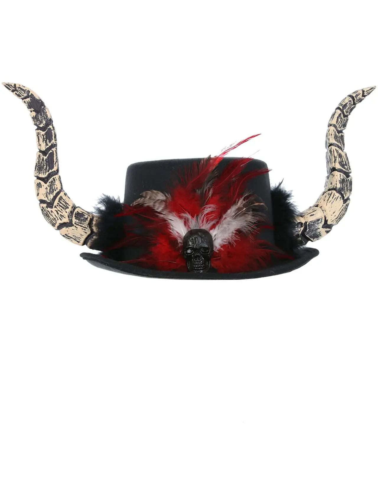 Voodoo-hat med horn og fjer