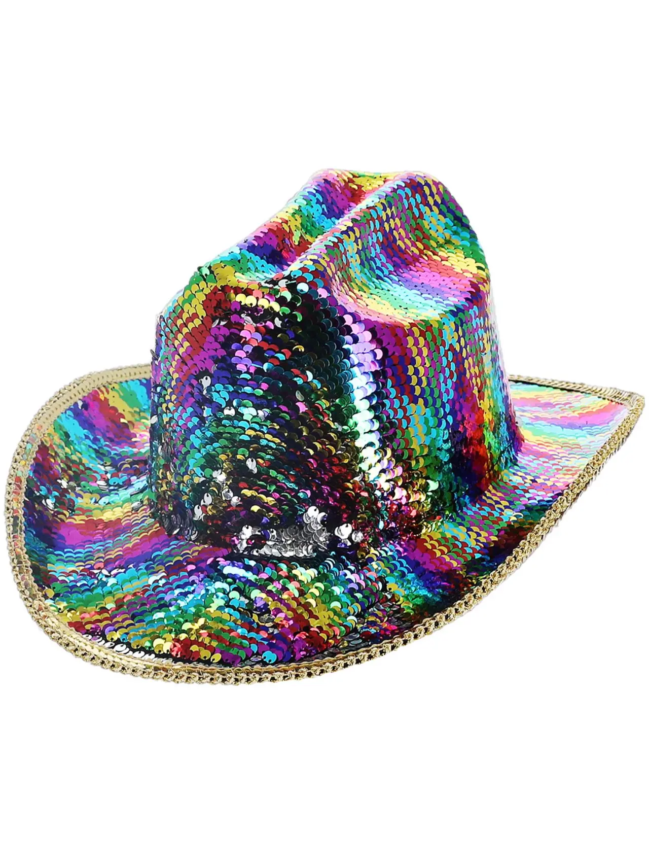 Cowboyhat med regnbuepailletter