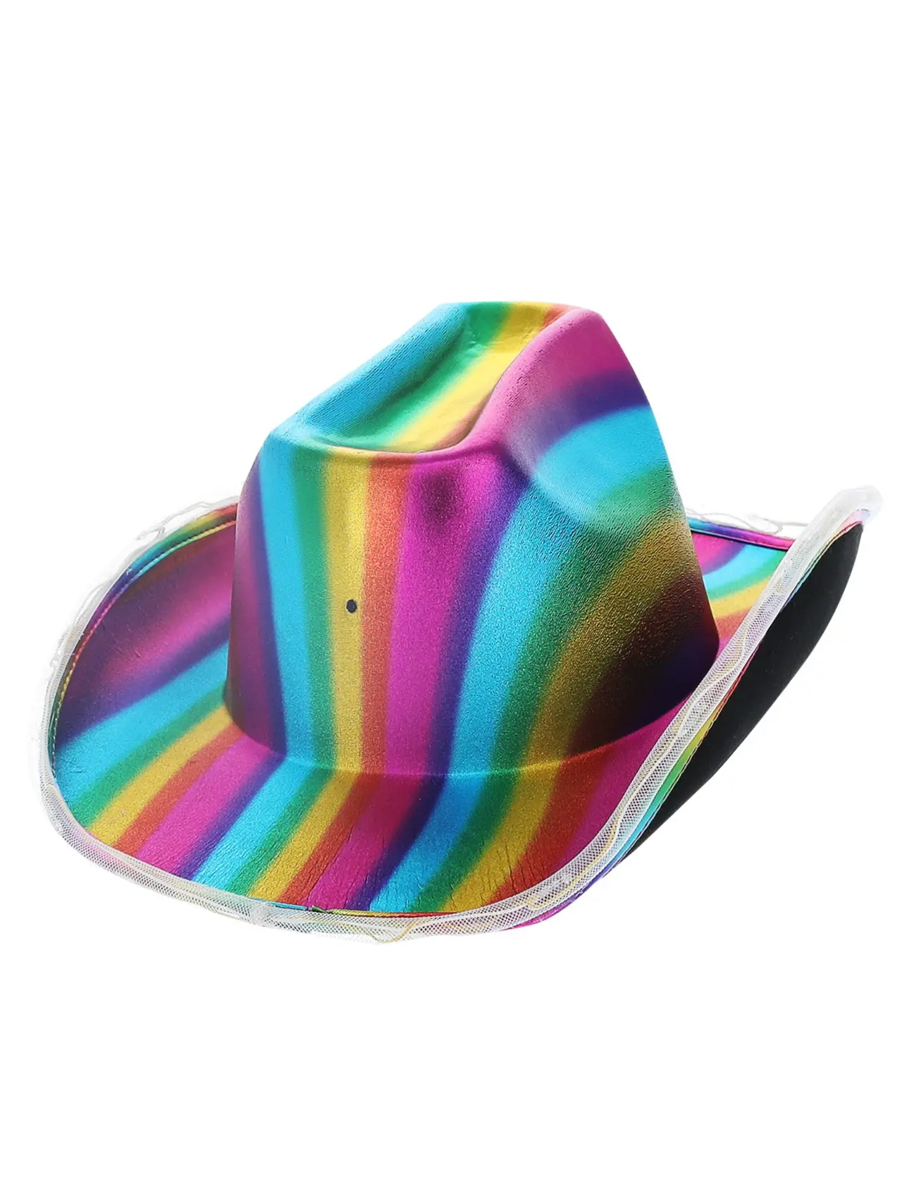 Metallisk cowboyhat i regnbuefarver med LED