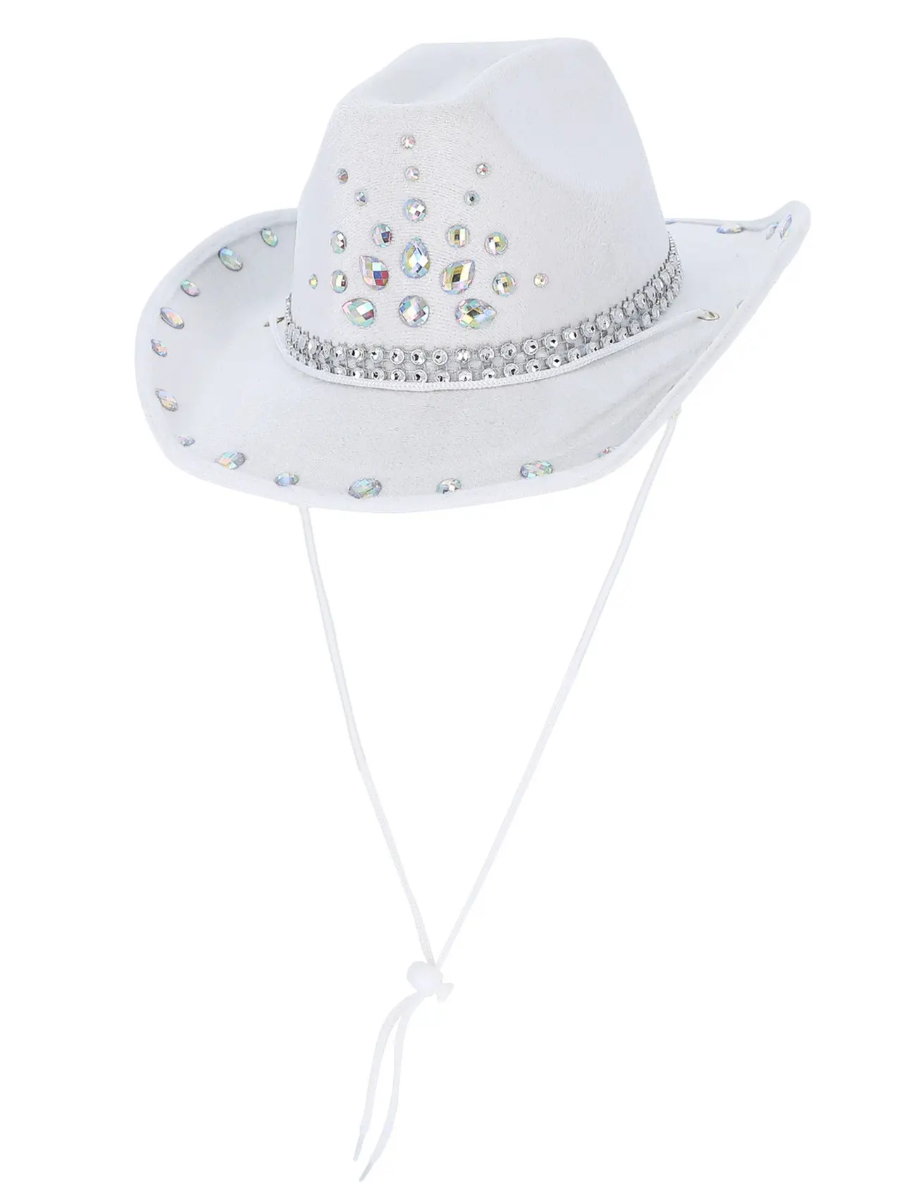 Hvid cowboyhat med rhinsten