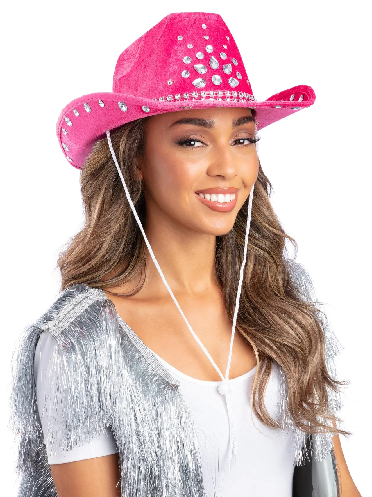 Pink cowboyhat med rhinsten