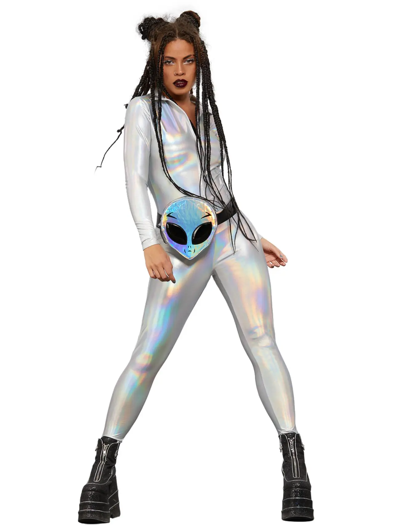Holografisk spejl-catsuit – kostume til damer