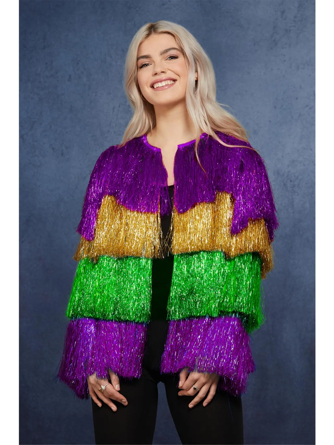 Mardi Gras-festivaljakke med glitterfrynser