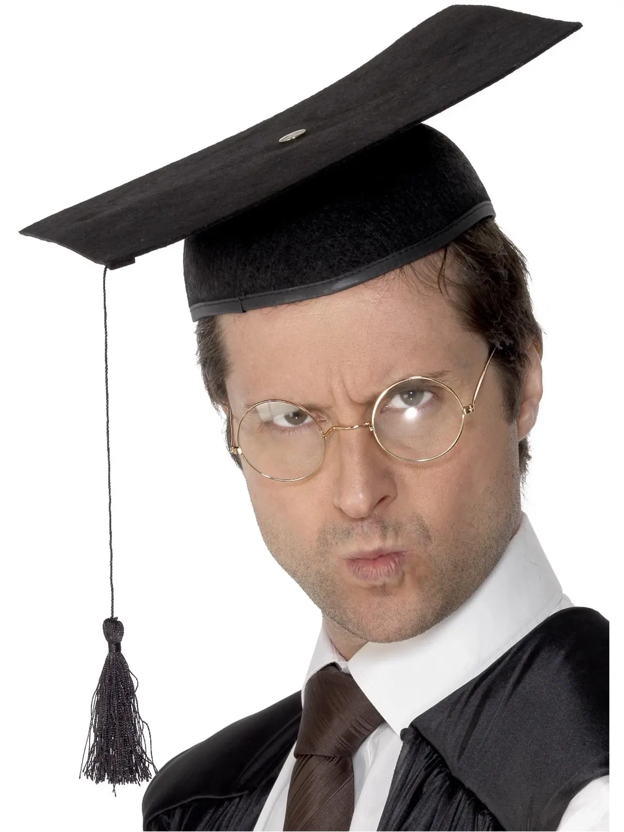 Sort studenterhat med kvast, deluxe