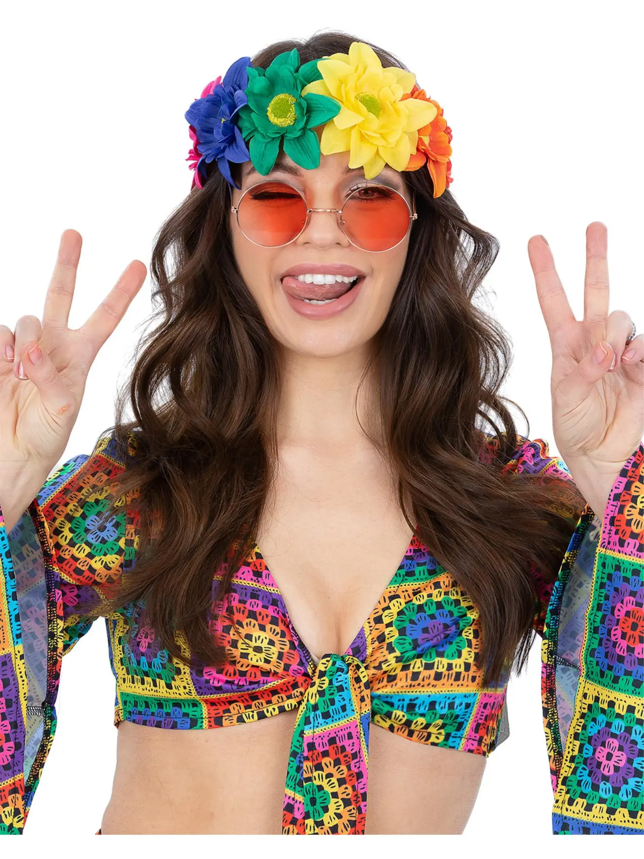 Hippie-blomsterkrans i regnbuefarver