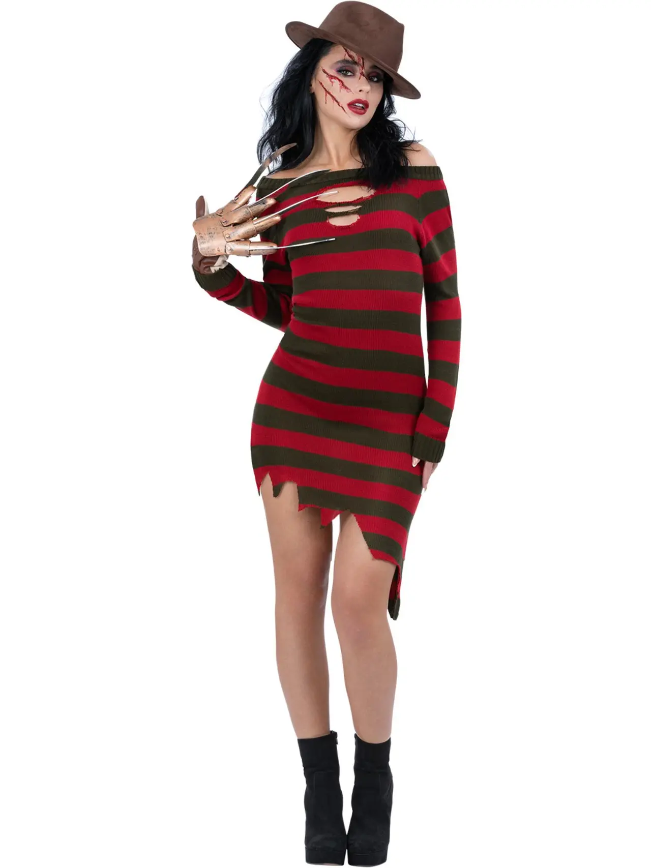 Freddy Krueger-strikkjole – kostume til damer