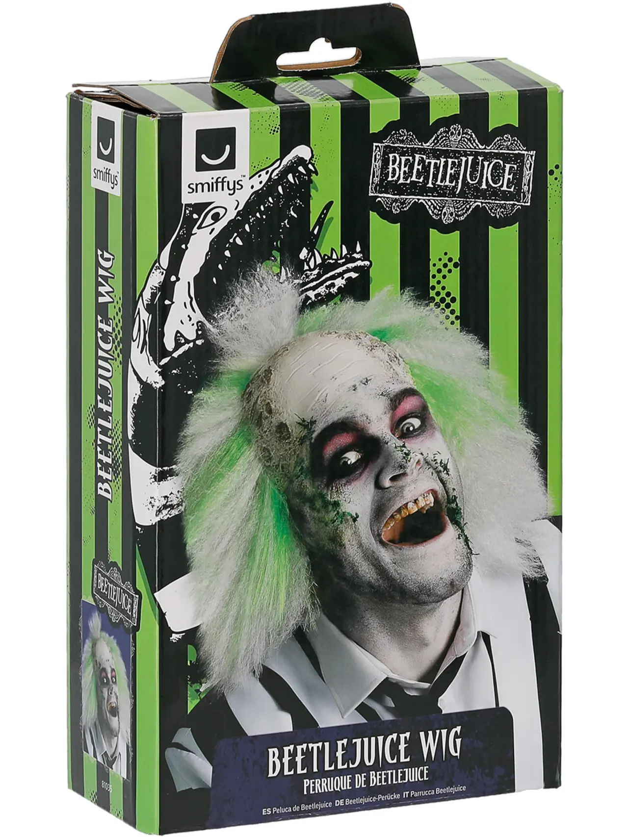 Beetlejuice-paryk med skaldet latexisse