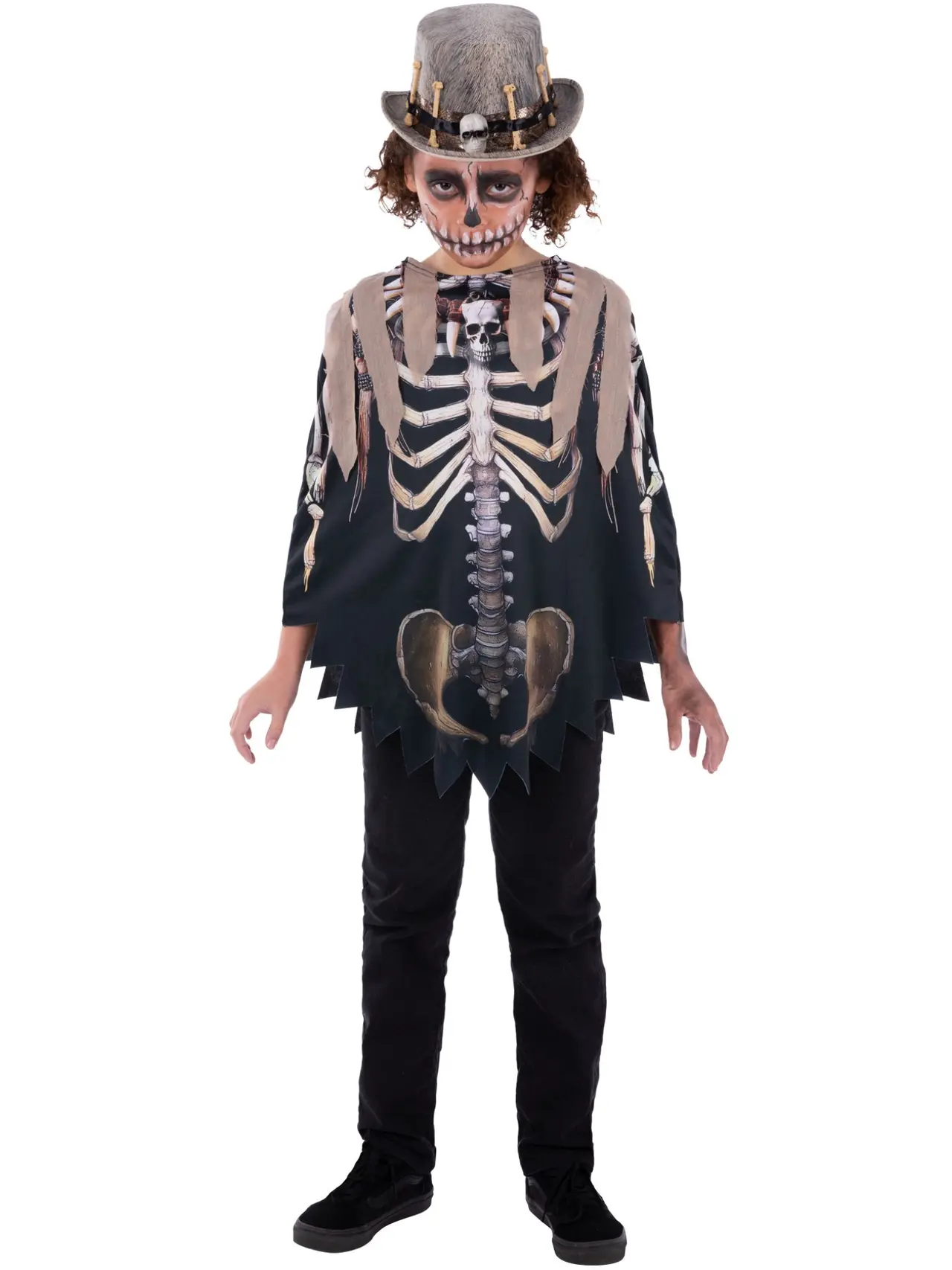 Voodoo-heksedoktor-poncho – kostume til børn