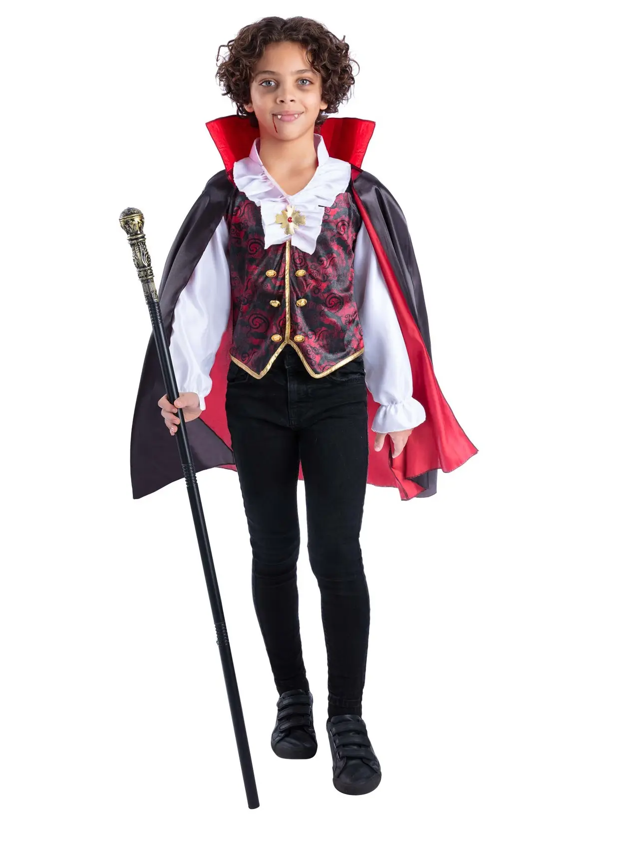 Vampyr med kappe og stok – kostume til drenge