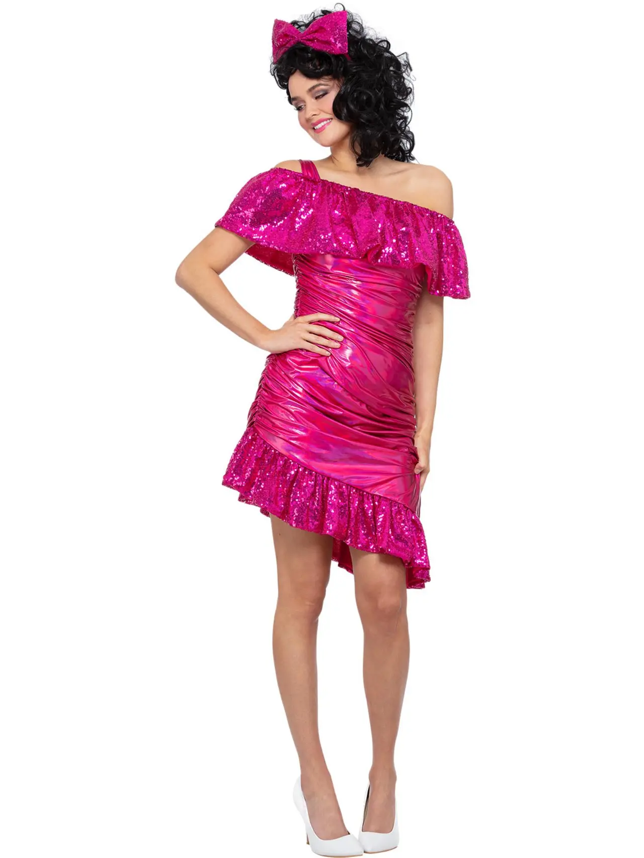 Pink glitrende 80'er-cocktailkjole – kostume til damer