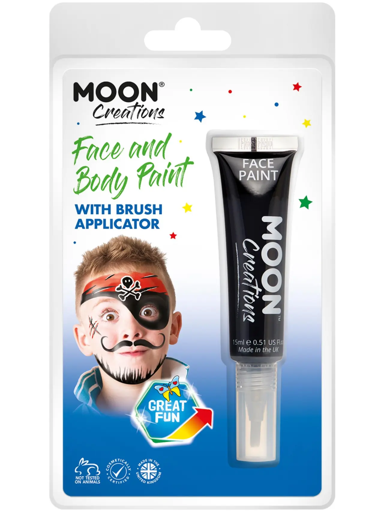 Moon Creations ansigts- og kropsmaling med pensel, sort