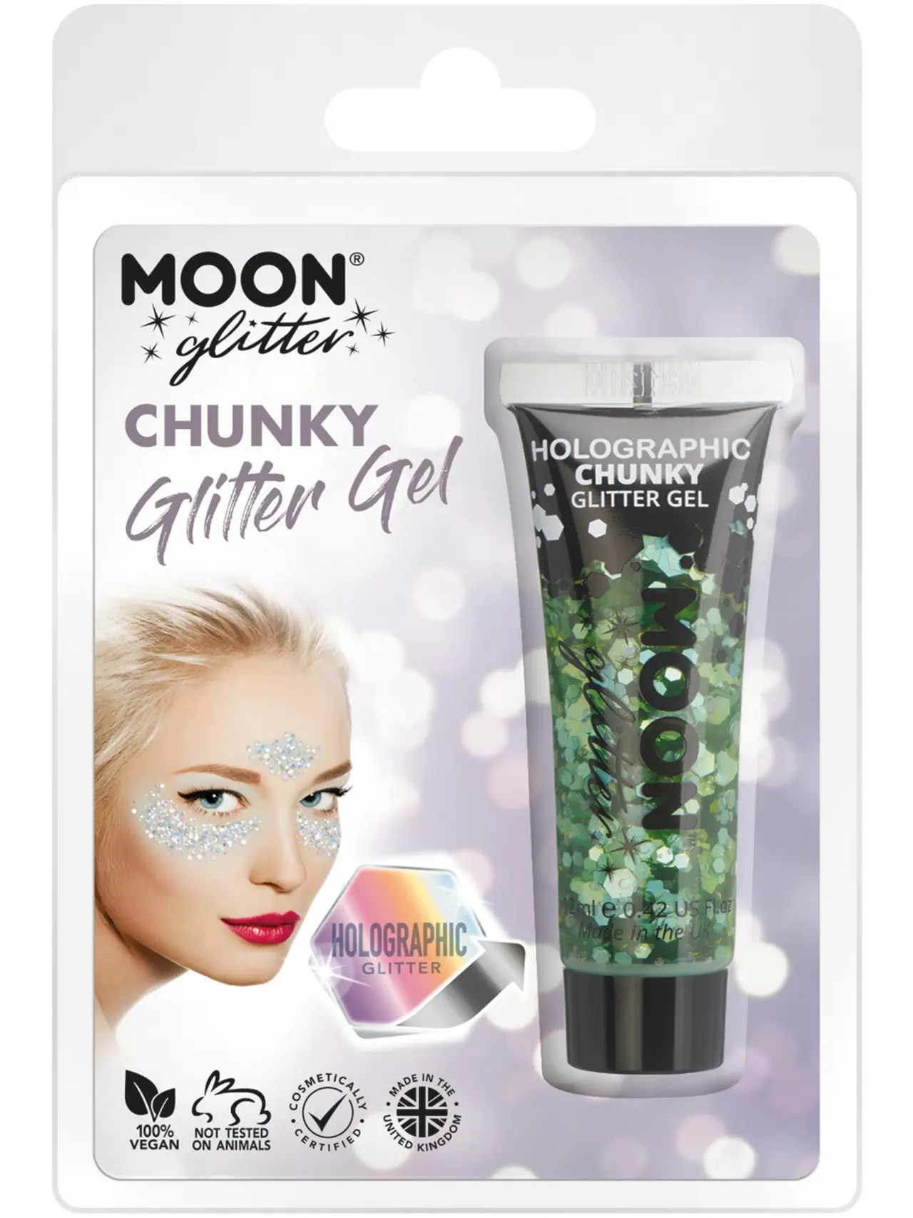 Moon Glitter holografisk grov glimmergel, grøn