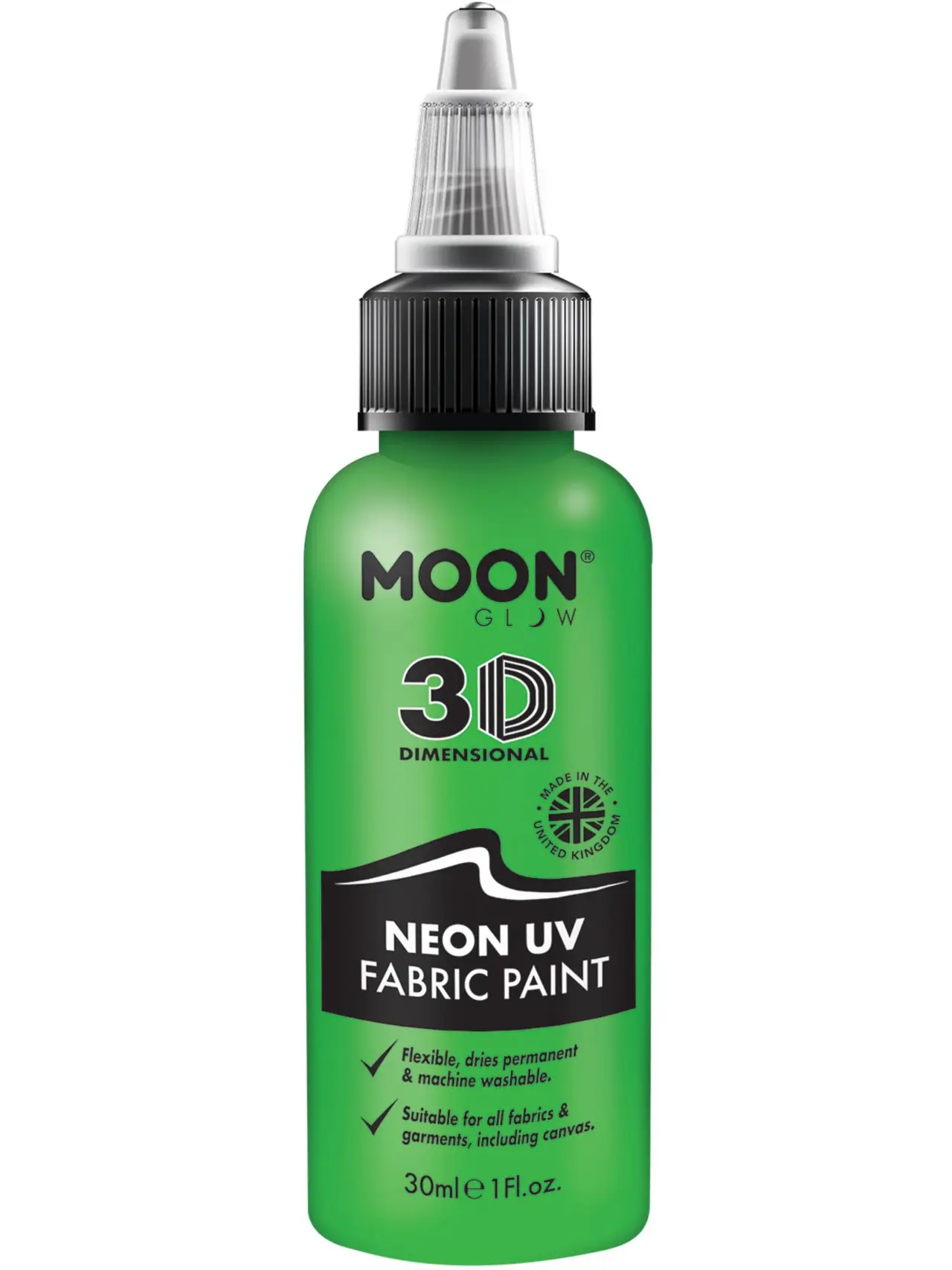 Moon Glow neon UV-stofmaling, grøn, 30 ml