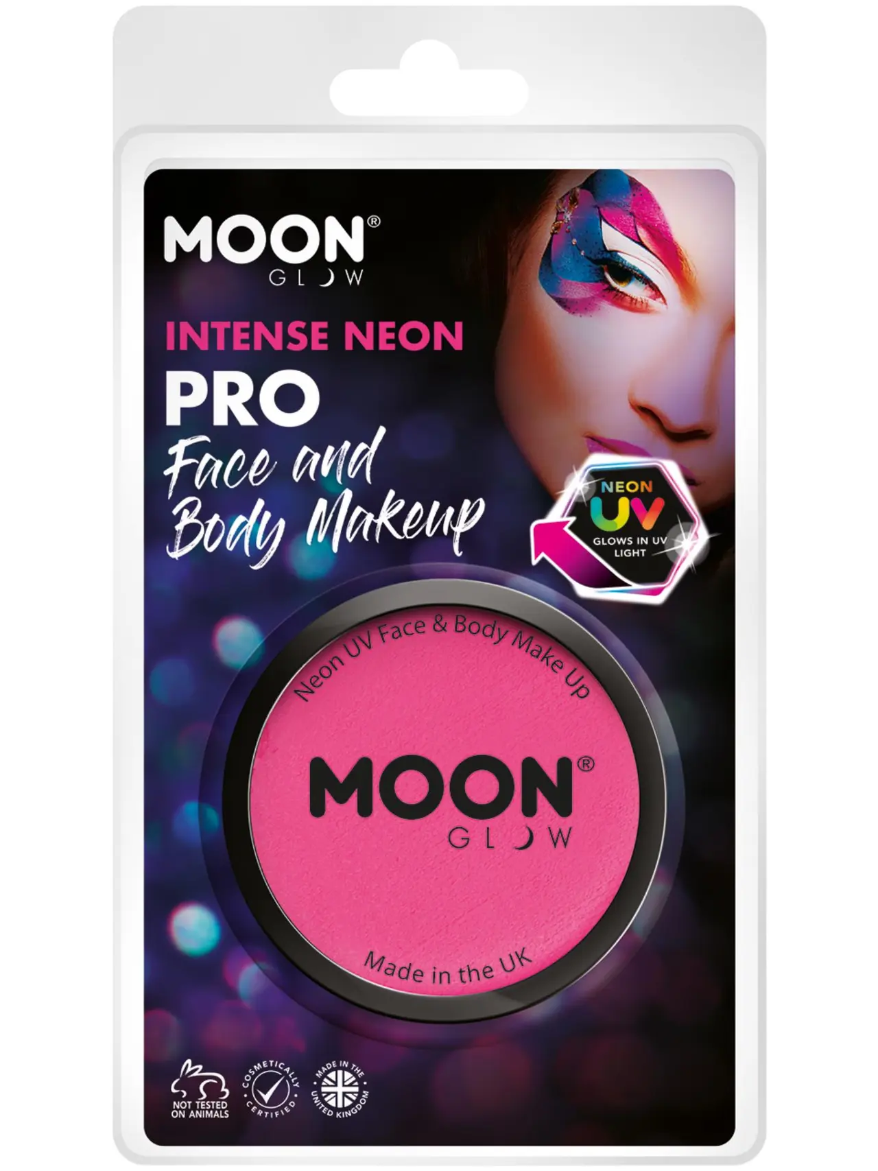 Moon Glow Pro intens neon UV-ansigtsmaling i krukke, hot pink
