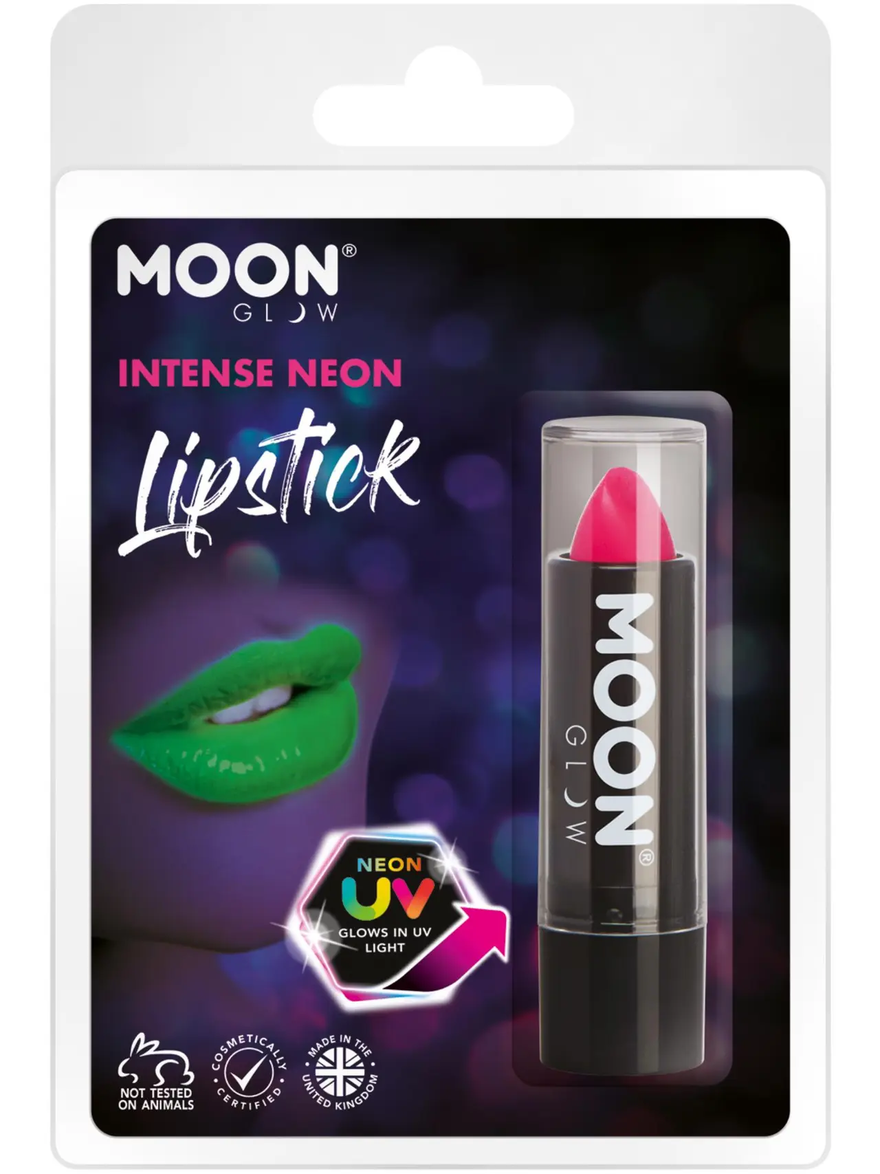 Moon Glow intens neon UV-læbestift, pink
