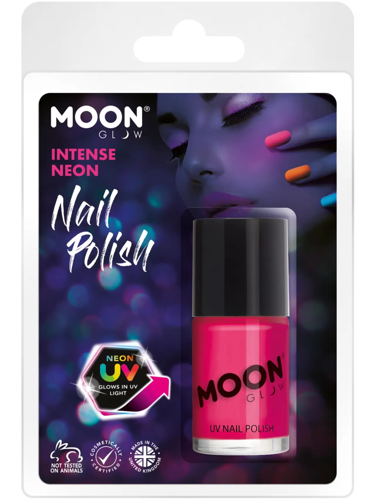 Moon Glow intens UV-neglelak, pink (blisterpakning)