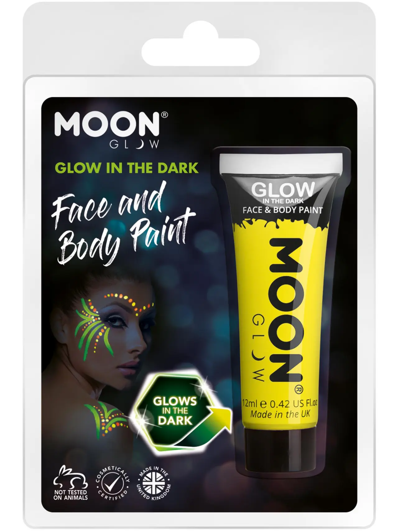Moon Glow selvlysende ansigtsmaling, gul (blisterpakning)